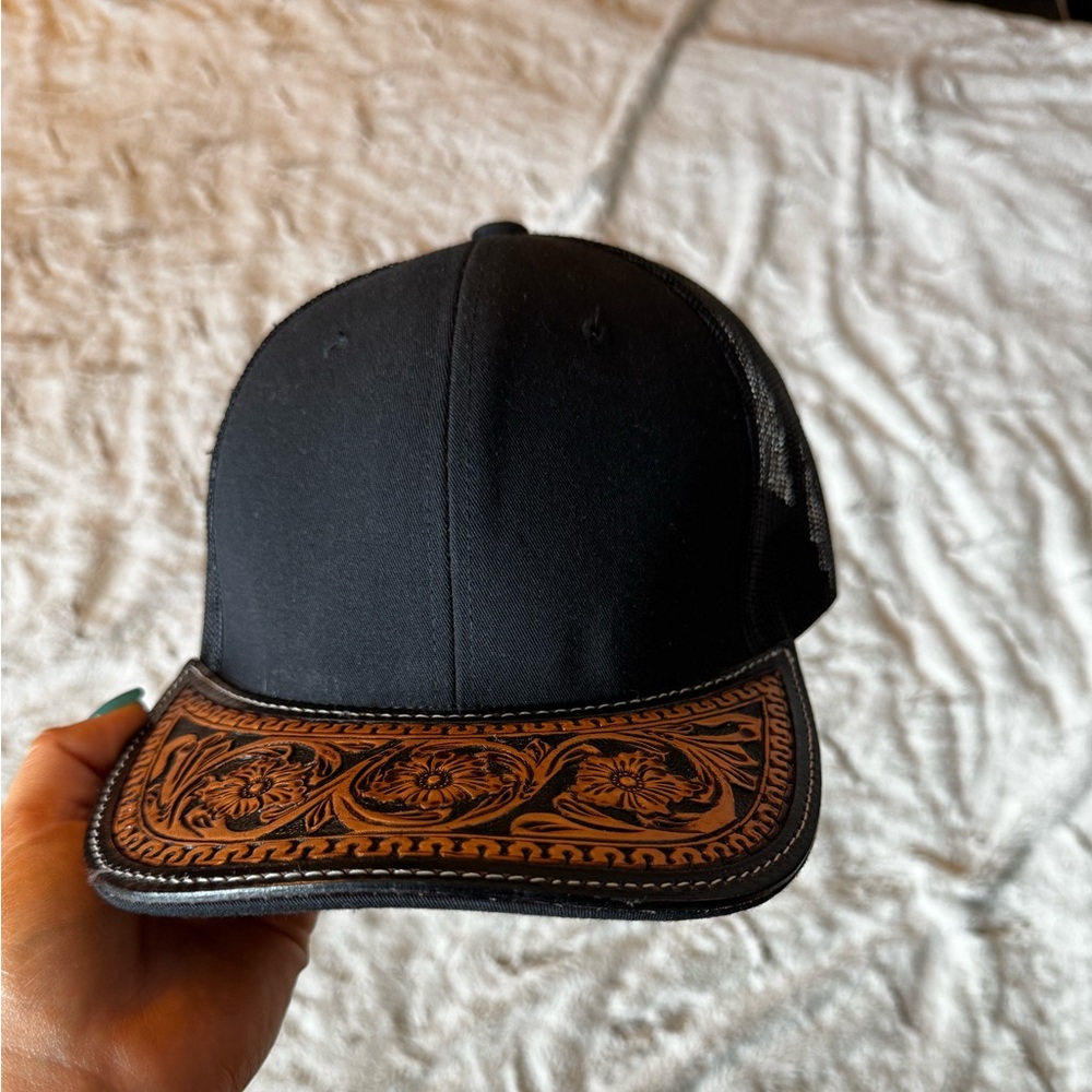 American darling tooled leather trucker hat